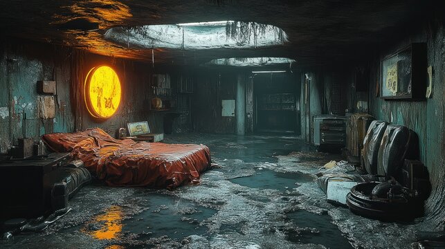 A crude doomsday shelter, panoramic