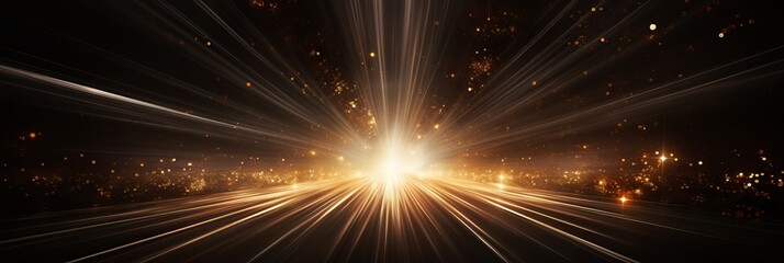 Obraz premium Brilliant rays of light radiating from a central point in a dark sky at night