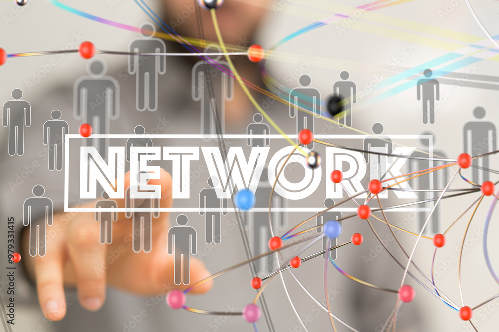 Poster Global network. Blockchain. 3D illustration. Neural networks and artificial intelligence. Abstract  - 3d