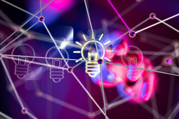 Neural network 3D illustration. Big data and cybersecurity - 3d