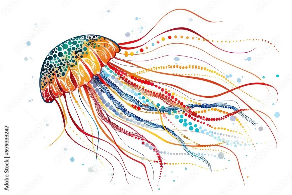 Sticker Vector a jellyfish impressionism animal invertebrate cephalopod.