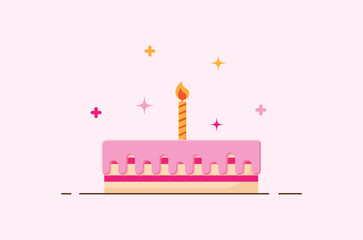 Birthday Cake With Candles Flat Vector Design