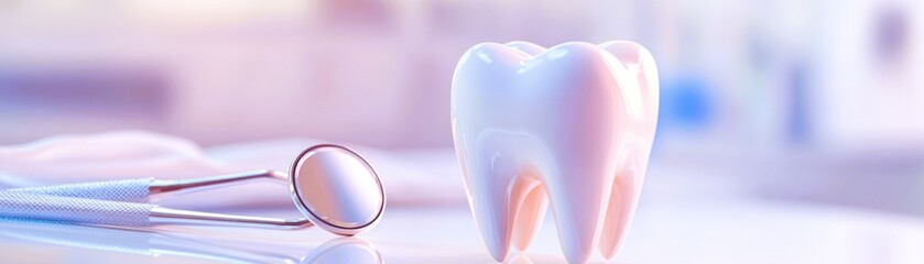 Dental model and dental equipment on blue background, concept image of dental background. dental hygiene background