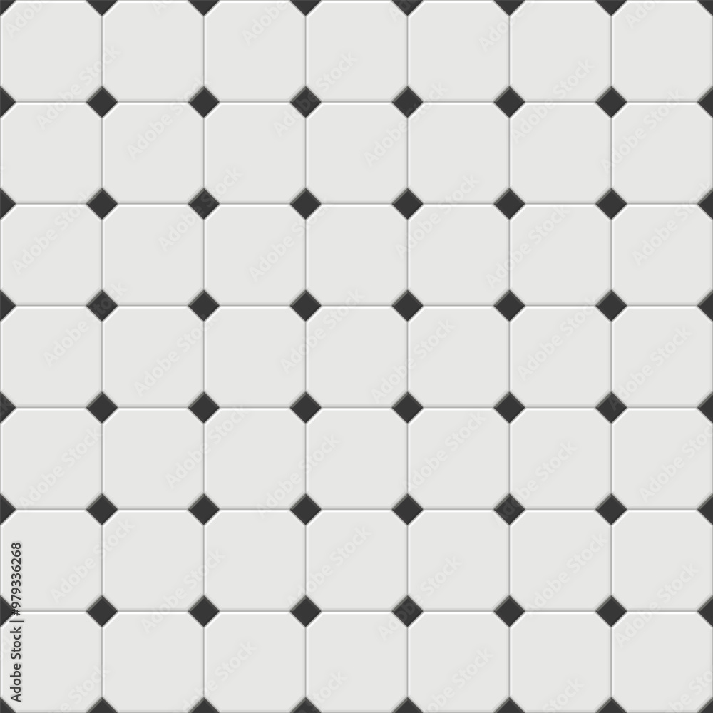 Poster white and black wall floor tile texture. seamless vector background texture