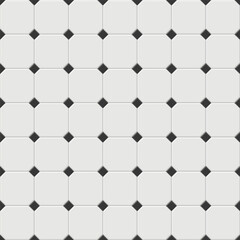 White and black wall floor tile texture. Seamless vector background texture