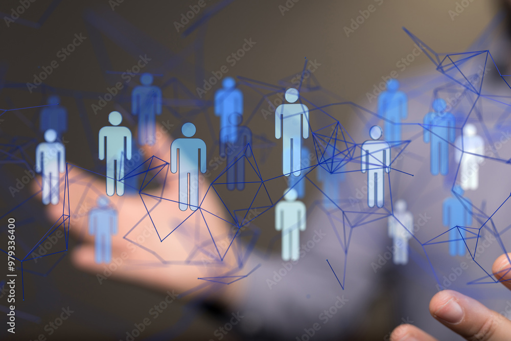 Poster conference Digital Network and data concept 3d - neural network exposure digital