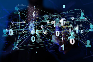 Abstract technology group and data 3d - neural network exposure digital