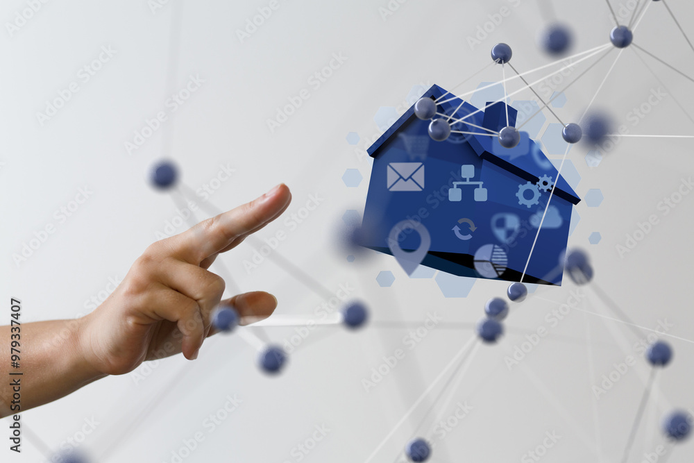Poster house. data Big data visualization background.Abstract technology