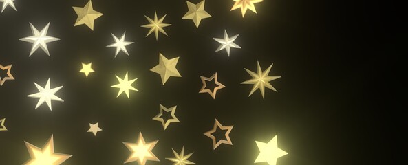 Twinkling Yuletide Skies: Breathtaking 3D Illustration of Falling Christmas Starlights