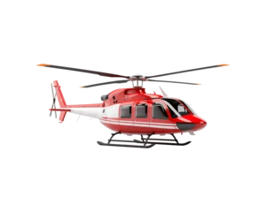 Fototapete White and gold helicopter isolated on white background. Suitable for aviation, transportation, luxury, and travel themed designs. Generative AI © Anasaiimages