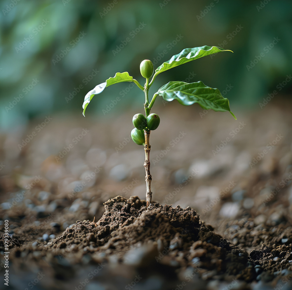 Poster the seed grows and becomes a coffee tree. generative ai.