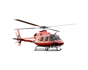White and gold helicopter isolated on white background. Suitable for aviation, transportation, luxury, and travel themed designs. Generative AI