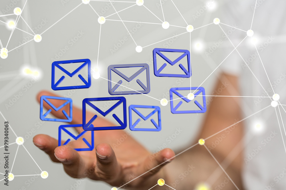 Poster Online people network. Using internet for communication..