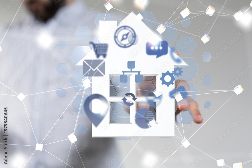 Poster house. data big data visualization background.abstract technology