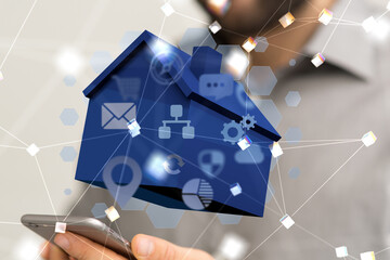 house. data Big data visualization background.Abstract technology