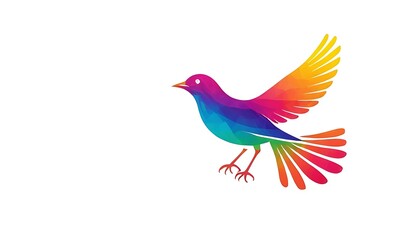 Beautiful multi coloured bird. Bird logo design,animal wildlife, animal migration, adult student, icon,165
