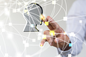 head with symbol neurons in brain.