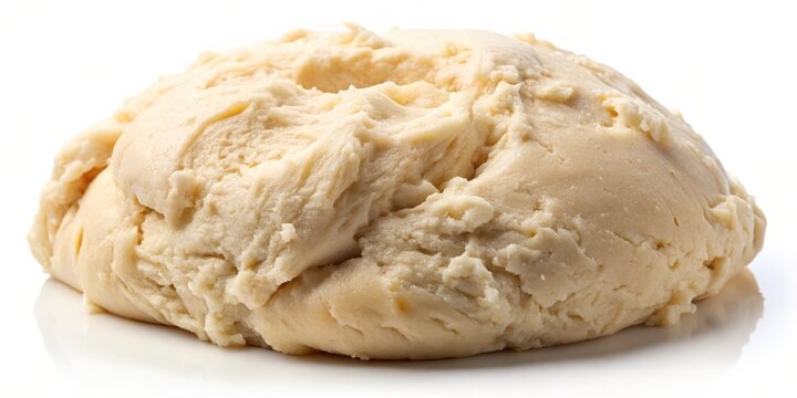 Kenkey dough, fermented to perfection, isolated on a clean white background, highlighting its rugged texture