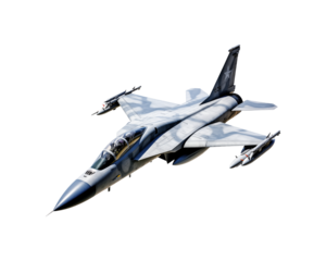 Grey fighter jets with missiles, flying in the sky. Suitable for military, aviation, defense, and technology concepts in design projects. Generative AI