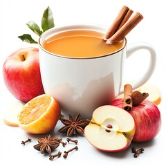 Warm spiced apple drink with cinnamon and fresh fruits, perfect for cozy moments and seasonal festivities.