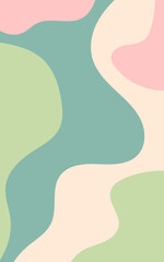 Abstract background with pink, cream, and green shapes. Suitable for nature themed designs, feminine branding, and creative projects needing a soft color palette.