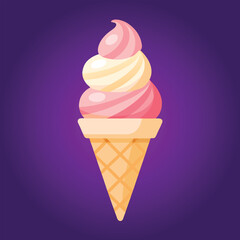 Pistachio, Chocolate, Strawberry and Vanilla Ice Cream in a Cone