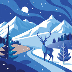 Winter Landscape and Cabin