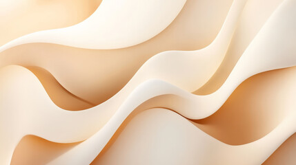 Obraz premium A modern abstract background in warm beige and white tones, featuring soft, rounded neumorphic elements with subtle depth and shadowing for a sleek look.