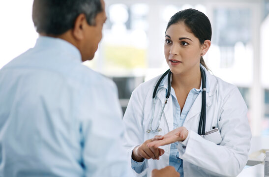 Consultation, medical and doctor with patient in clinic explaining treatment plan for diagnosis. Discussion, hospital and woman healthcare worker with person for routine wellness checkup appointment.