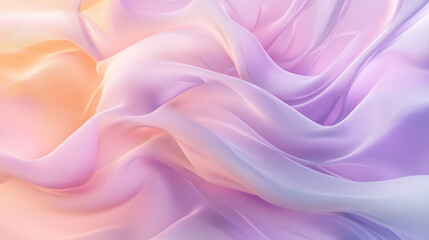 Fototapeta premium A serene gradient of light pink, lavender, and pale yellow with dynamic swirling abstract shapes forming a calming design.