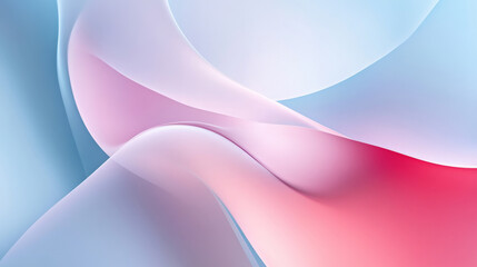 Fototapeta premium A sleek abstract background with light blue and soft pink tones, featuring smooth, rounded neumorphic shapes creating depth and a futuristic, minimalist look.