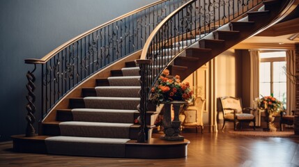 Elegant Curved Staircase Interior Design