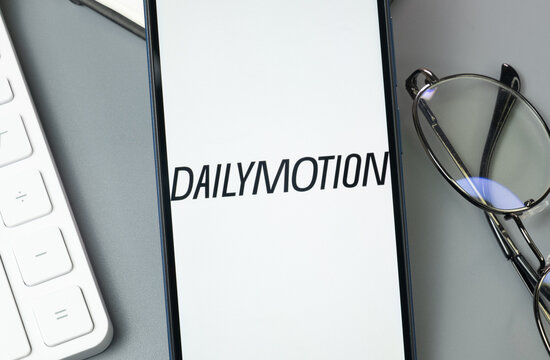 New York, USA - 30 August 2024: Dailymotion Logo on Phone Screen, Company Icon on Display