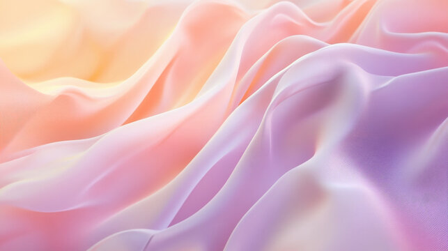 A soft gradient abstract background blending from pastel peach to lavender, featuring dynamic flowing shapes that evoke calm and motion.