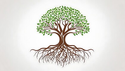 Naklejka premium Graphic tree roots,rooted tree logo design. banyan tree with circular shape,cut out, growth, no people, textured, damaged, root, illustration,78