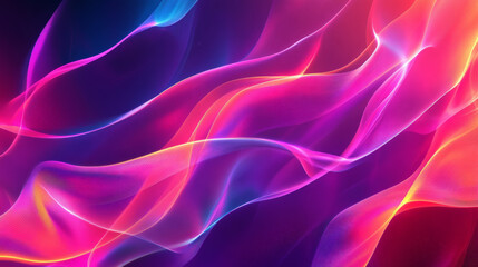 Obraz premium A vibrant gradient background moving from bright fuchsia to neon purple, with dynamic abstract lines and glowing edges adding energy.
