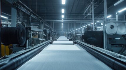 Obraz premium In the textile finishing area, fabric is being treated to enhance its texture and durability