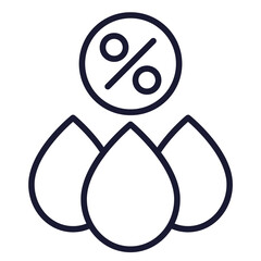 Humidity icon, drops and percent, line design