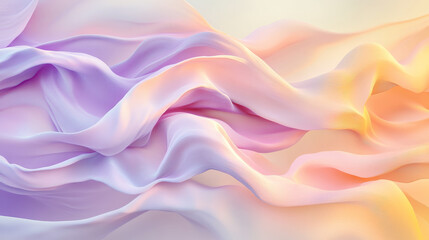 Abstract waves of soft lavender, pastel yellow, and light coral, forming dynamic shapes with smooth transitions in a calming, flowing design.
