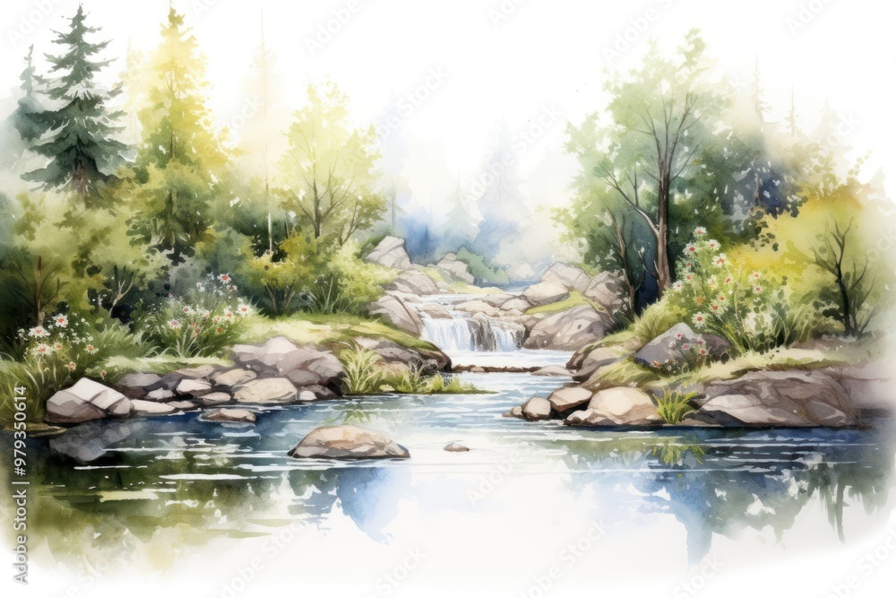 Wall mural garland river swags landscape wilderness outdoors.