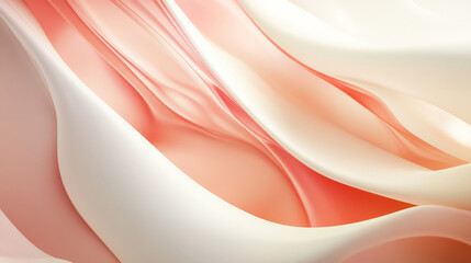 Elegant abstract background in soft pastel coral and pale ivory, featuring smooth, rounded neumorphic elements casting subtle shadows for a futuristic feel.
