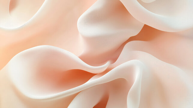 Elegant abstract background in soft peach and ivory, with subtle neumorphic elements creating depth and dimension, while maintaining a minimalist, clean design.