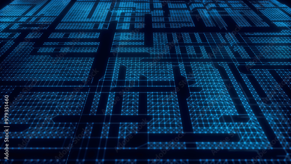 Poster abstract techno background. 3d technological composition. information technology concept. digital cy