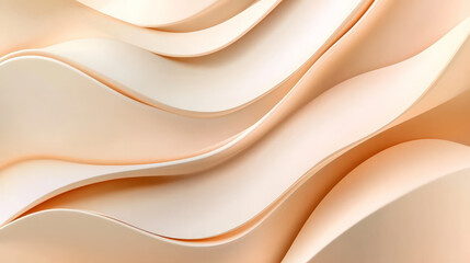 Obraz premium Elegant abstract background in warm ivory and soft peach, featuring smooth, rounded neumorphic elements creating a sense of depth and dimension in a minimalist style.