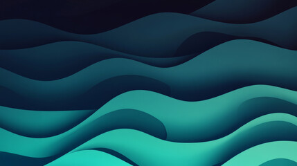Obraz premium Gradient background blending from bright turquoise to deep navy blue, with sharp dynamic waves cutting across a futuristic design.