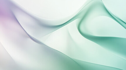 Fototapeta premium Minimalist abstract background with soft gradient tones of light mint green and pale lavender, featuring subtle neumorphic elements creating depth and dimension.