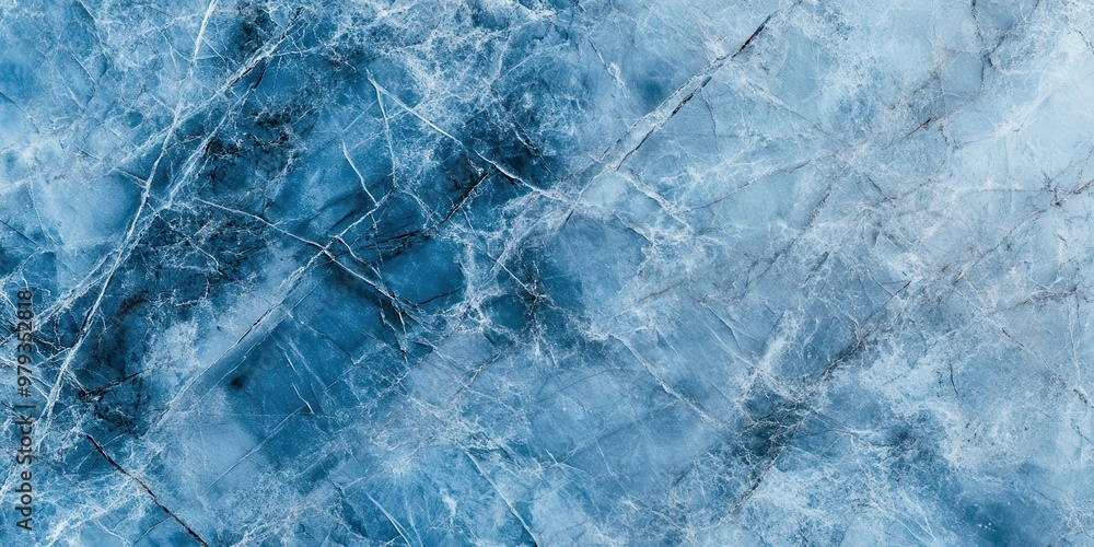 Poster abstract blue marble texture with intricate veining and a smooth surface.
