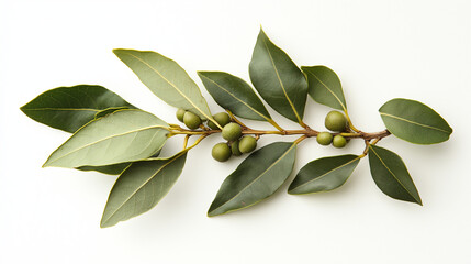 Obraz premium bay leaf with bay leaves and berries against an isolated white background