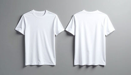 two white t - shirts hanging on a wall stock photo