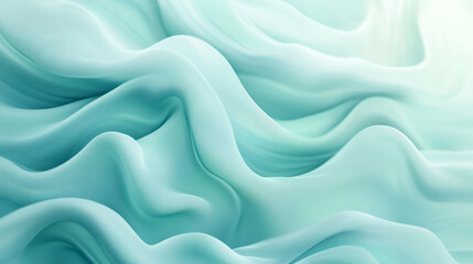 Smooth gradient background from pastel mint to light blue, with abstract dynamic patterns forming flowing waves that create a serene mood.